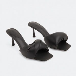 Studio Amelia Black Twist Front 75 Heel Mules, sz 38